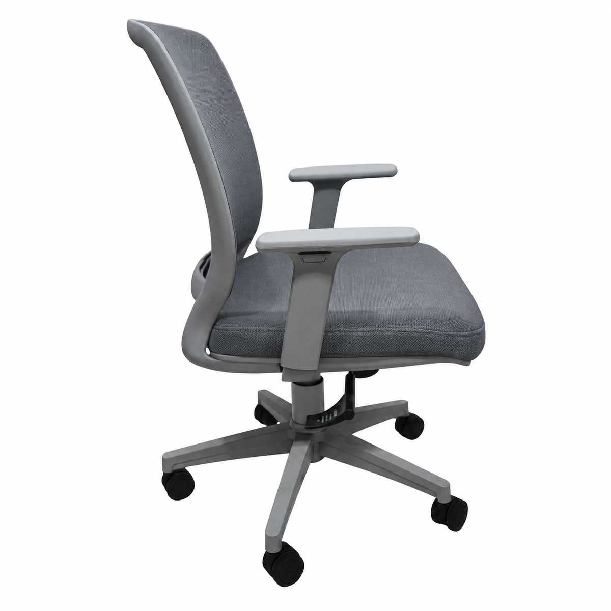 كرسي إيكو فريم رمادي وقماش رمادي - منظر جانبي