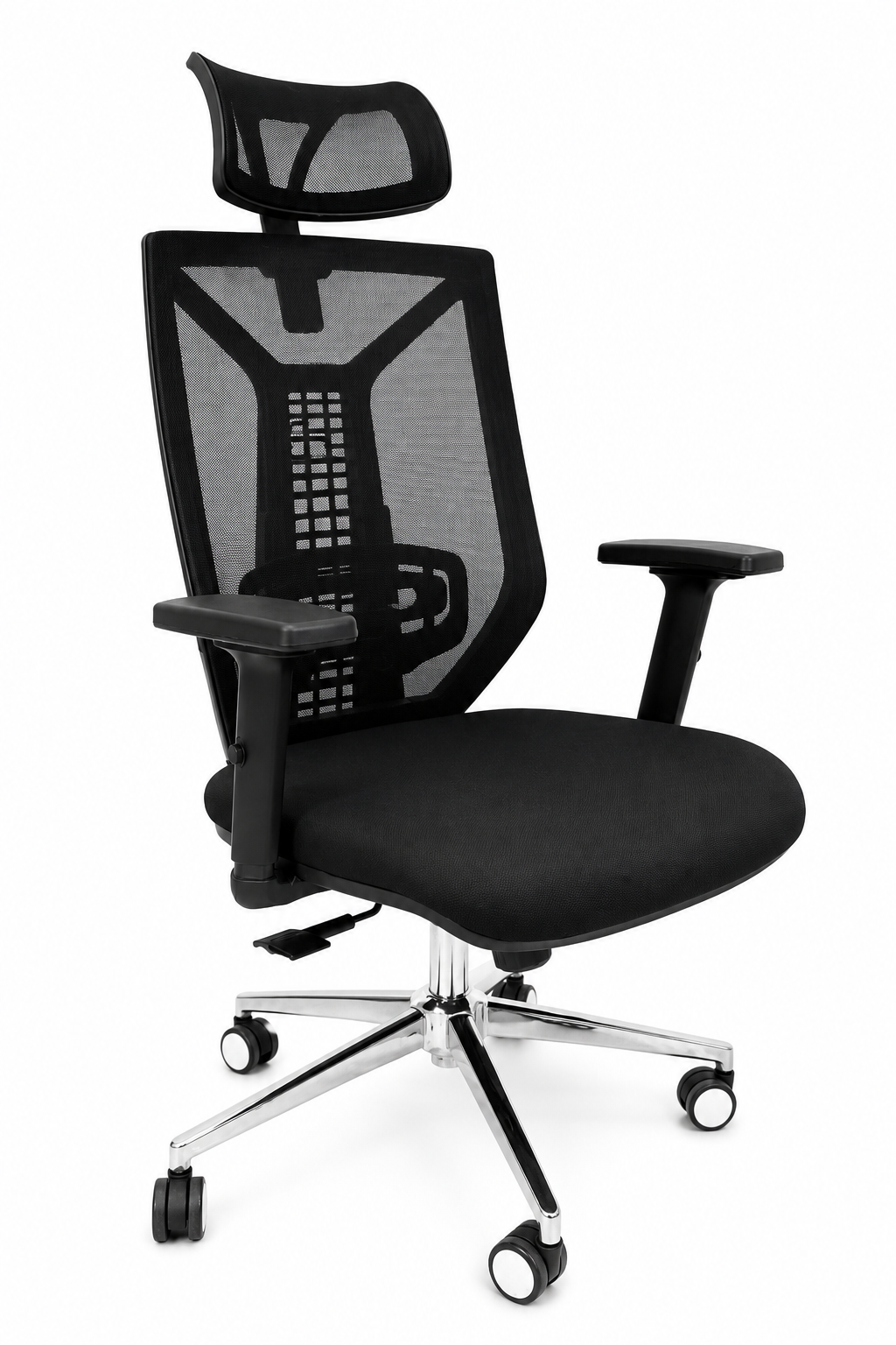 EIFFEL black ergonomic office chair - angled front view
