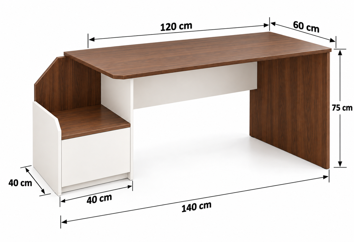 Bright desk dimensions 140 x 60 x 75 cm